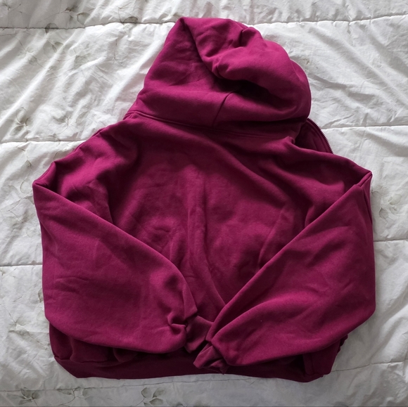 Target Blogilates Women's Marshmallow Full Zip Hooded Sweatshirt Burgundy - Picture 4 of 5